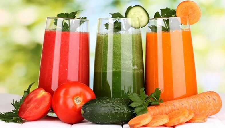 Low calorie vegetable juices on the menu of the eating diet