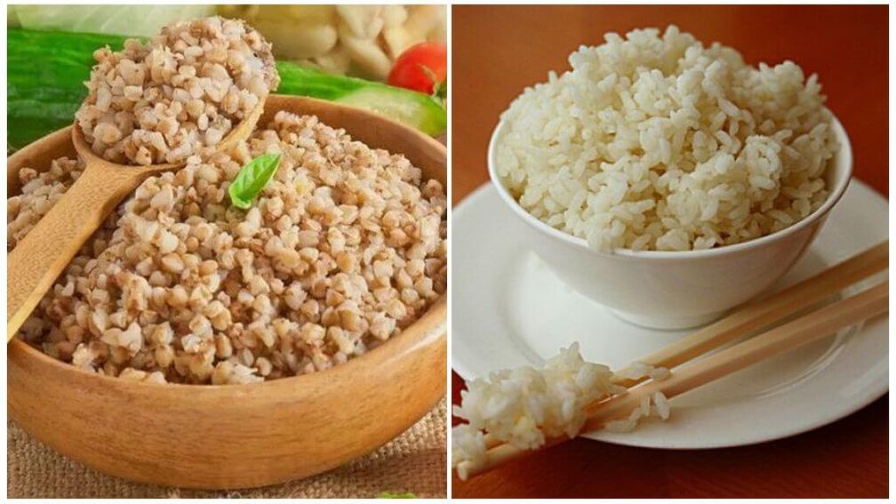 Diets with buckwheat and rice for gout